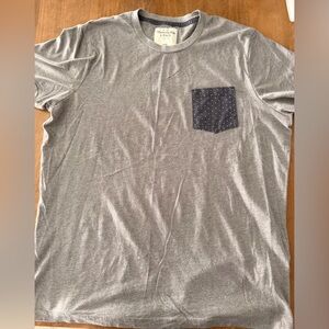 Abercrombie & Fitch Heather Gray Tee with Navy Pocket